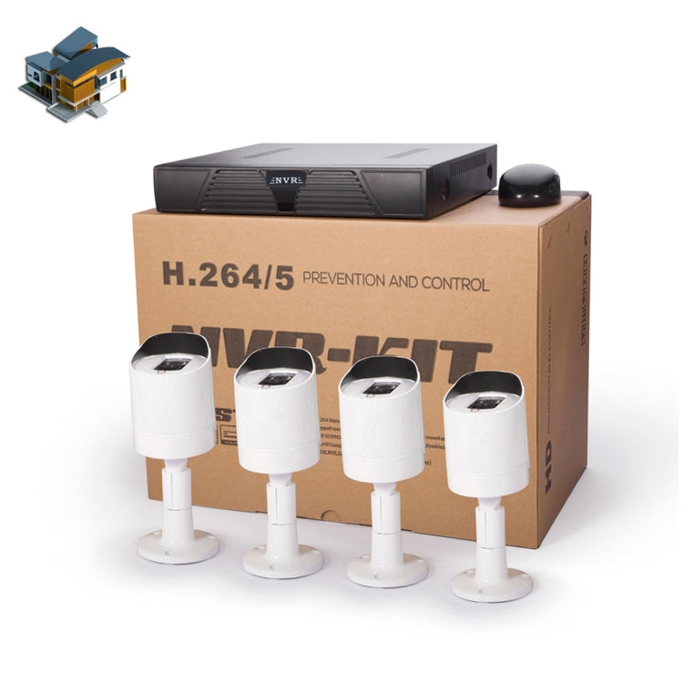 N4B3M 4Ch 720P P2P ONVIF 1.0 Mega Pixel IP Camera NVR Kit, Support Night Vision / Motion Detection, IR Distance: 20m