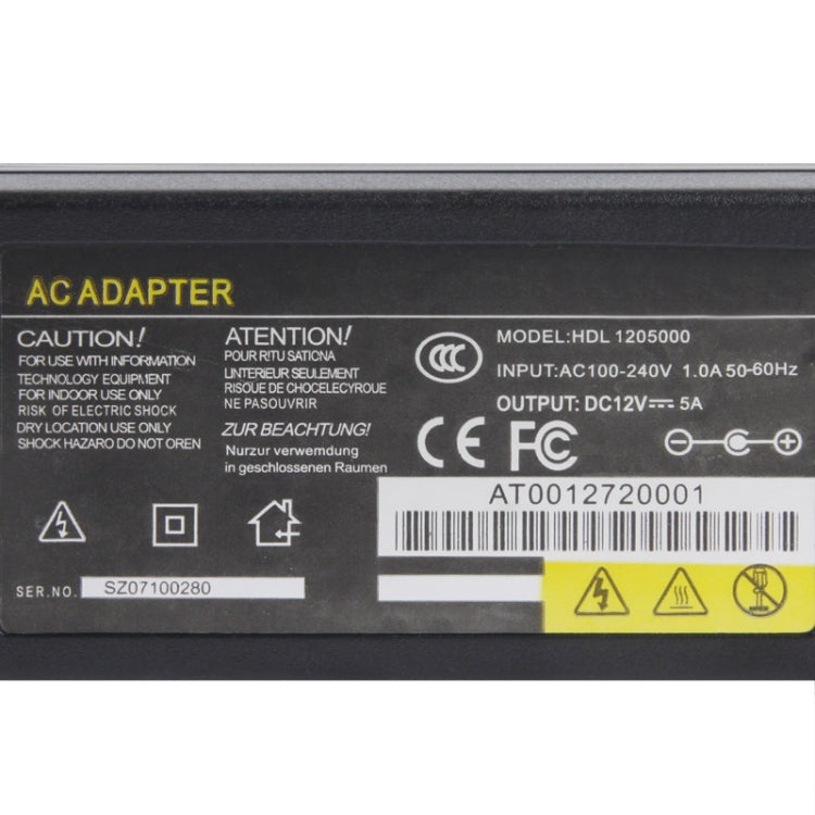 16 Channel DVR AC Power Adapter, Output Tips: 5.5 x 2.5mm, US Plug 12V 5A