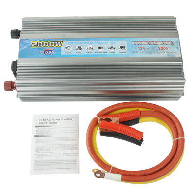 Car Power Inverter with USB Port & Booster Cable, 2000W DC 12V to AC 220V