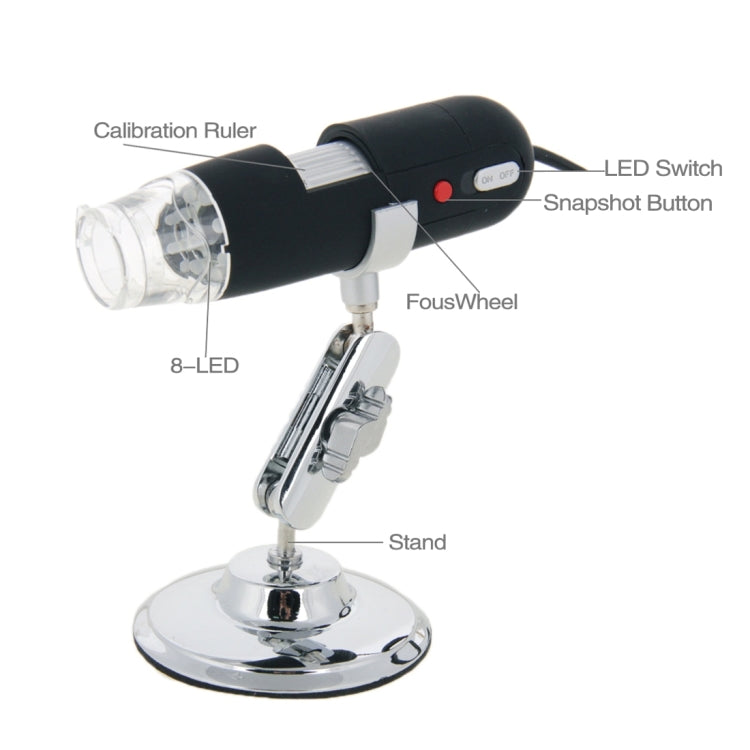 1.3 Mega Pixels 500X USB 2.0 Digital Microscope with 8 LED
