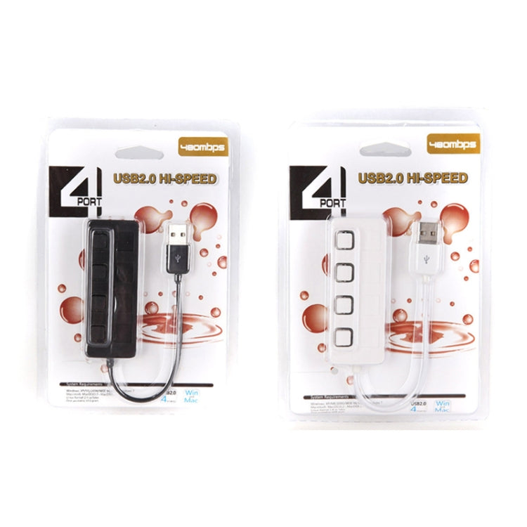 4 Ports USB 2.0 HUB with 4 Switch — Black