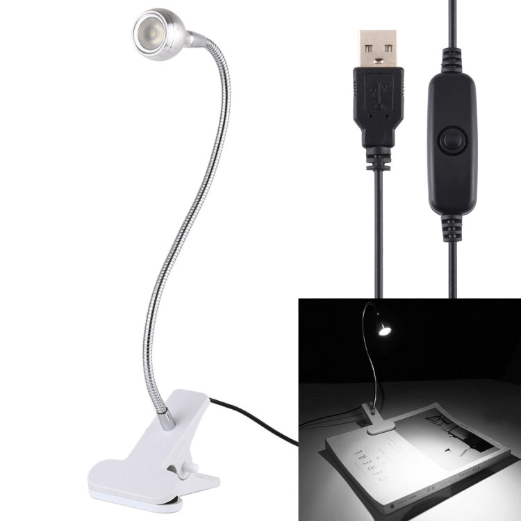 3W 360 Degree Rotation USB Metal Flexible Neck LED Light with Switch & Clip (Warm White Light Silver) — view 9