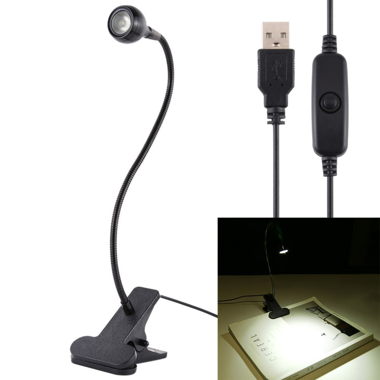 3W 360 Degree Rotation USB Metal Flexible Neck LED Light with Switch & Clip (Warm White Light Silver) — view 11