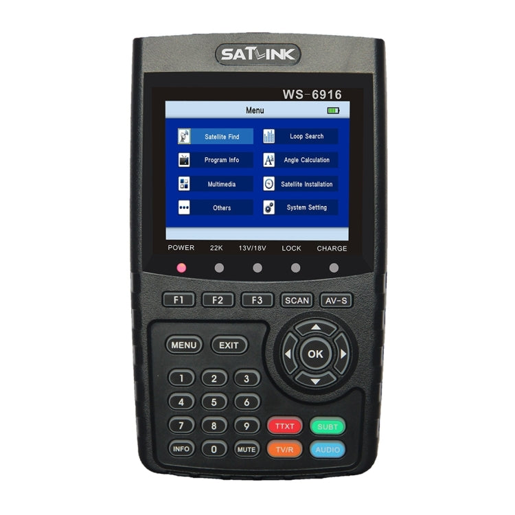 SATLINK WS6916 Digital Satellite Signal Finder Meter, 3.5 inch TFT LCD Screen, Support DVB-S / S2, MPEG-2 / MPEG-4 — US Plug