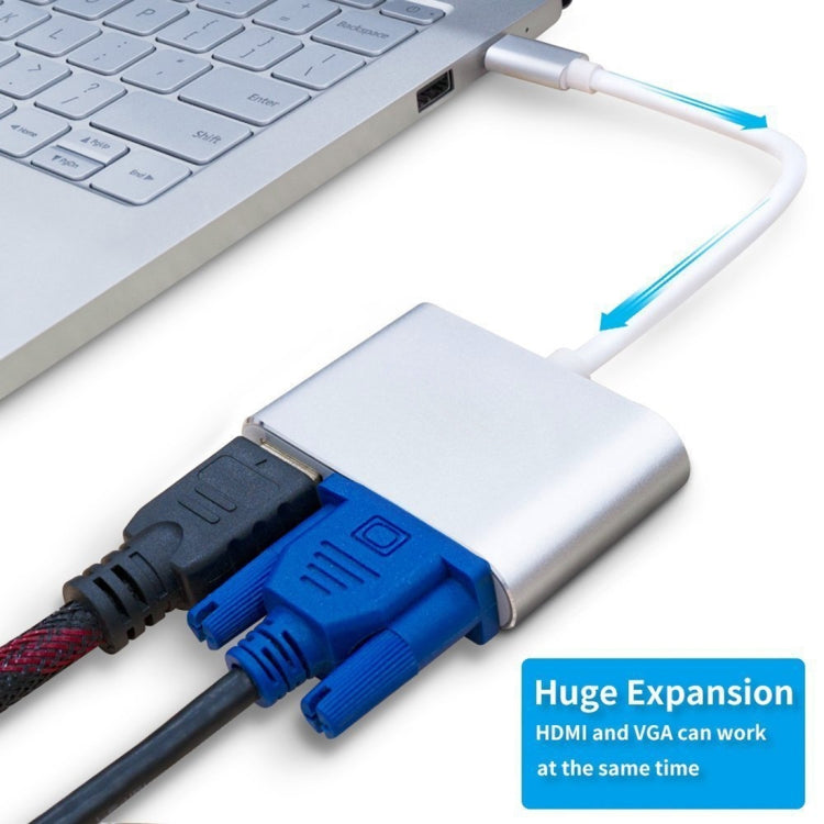 2 in 1 VGA & HDMI Female to USB-C / Type-C Male Hub Splitter Adapter