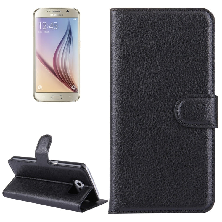 G920 Litchi Texture Horizontal Flip Leather Case with Holder & Card Slots & Wallet, For Galaxy S6