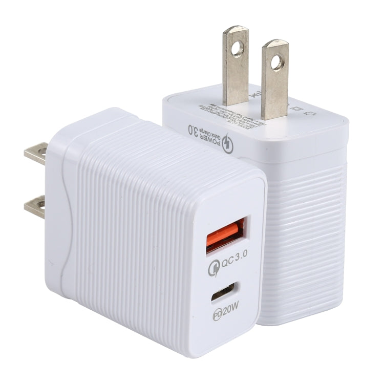 LZ-728 QC 3.0 USB + PD 20W USB-C / Type-C Fast Travel Charger, US Plug — view 8