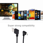 20cm USB 2.0 Left Turn Elbow to Micro USB Elbow Data Cable