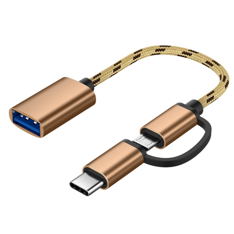 USB 3.0 Female to Micro USB + USB-C / Type-C Male Charging + Transmission OTG Nylon Braided Adapter Cable, Cable Length: 17cm — view 14