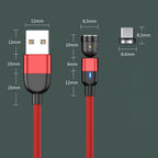 1m 3A Output USB to Micro USB 540 Degree Rotating Magnetic Data Sync Charging Cable — Red