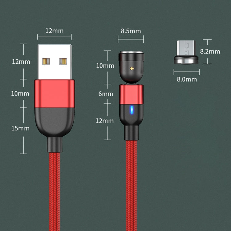 1m 3A Output USB to Micro USB 540 Degree Rotating Magnetic Data Sync Charging Cable — Red