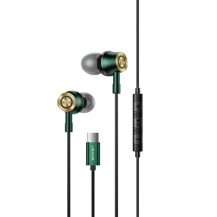 USAMS US-SJ482 EP-43 Wired In Ear USB-C / Type-C Interface Metal Digital HiFi Noise Reduction Earphones with Mic & Digital Chip, Length: 1.2m — Black