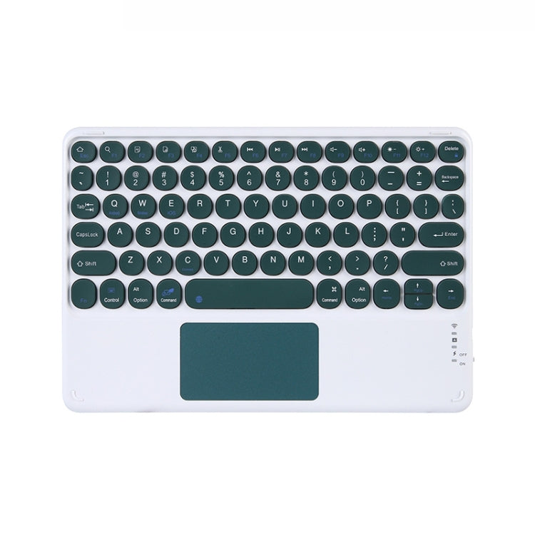 250C 10 inch Universal Tablet Round Keycap Wireless Bluetooth Keyboard with Touch Panel — White
