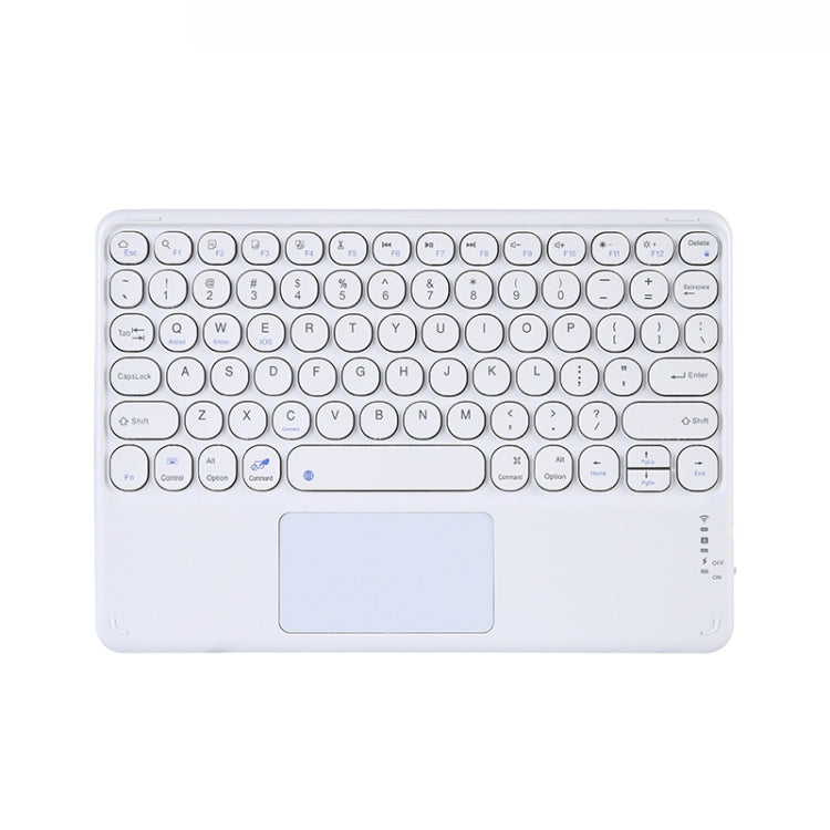 250C 10 inch Universal Tablet Round Keycap Wireless Bluetooth Keyboard with Touch Panel — Pink
