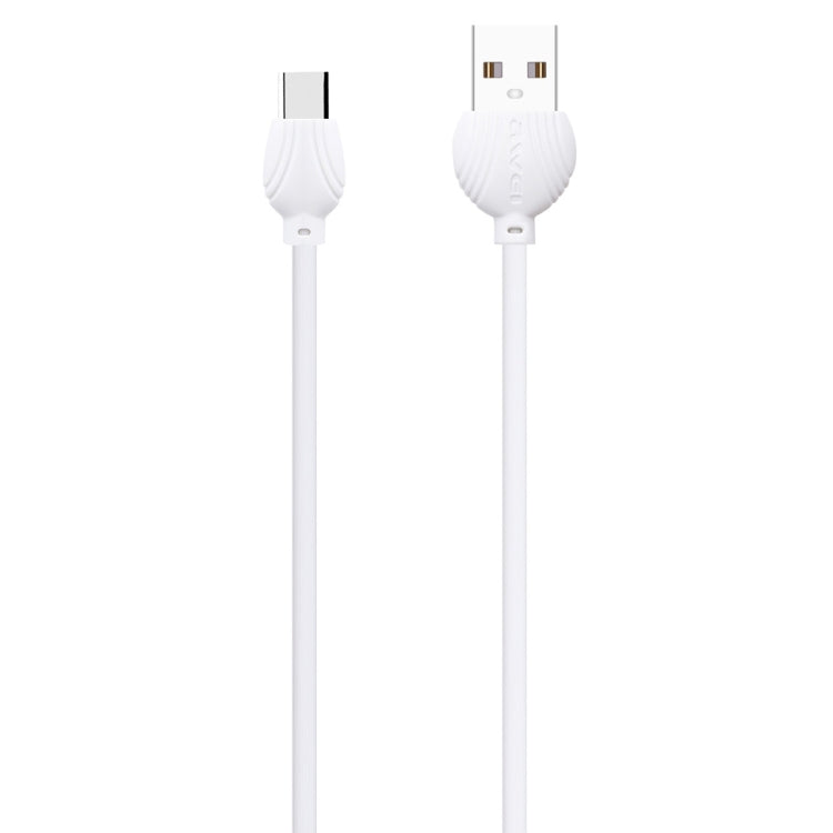 awei CL-62 2 in 1 2.5A USB-C / Type-C Charging + Transmission Aluminum Alloy Double-sided Insertion Data Cable, Length: 1m — White