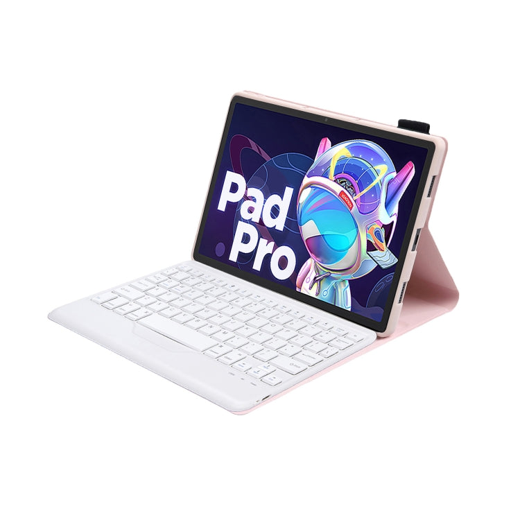 AM20-B Lambskin Texture Ultra-thin Bluetooth Keyboard Leather Tablet Case For Lenovo Xiaoxin Pad 2022 10.6 inch/Tab M10 Plus 10.6 3rd Gen 2022 — Pink