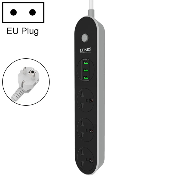 LDNIO SC3301 3 x USB Ports Travel Home Office Socket, Cable Length: 1.6m, US Plug