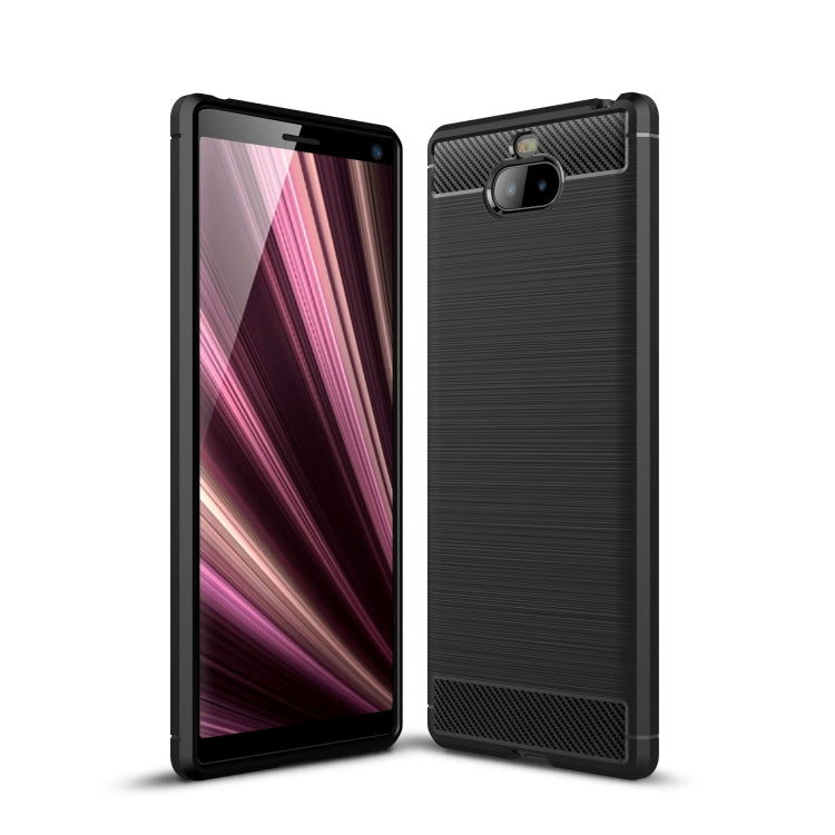 Brushed Texture Carbon Fiber Soft TPU Case for Sony Xperia 10 Plus