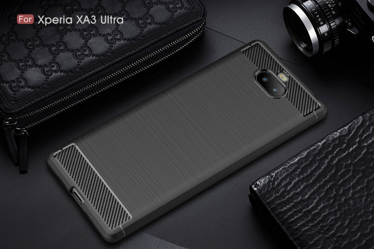 Brushed Texture Carbon Fiber Soft TPU Case for Sony Xperia 10 Plus