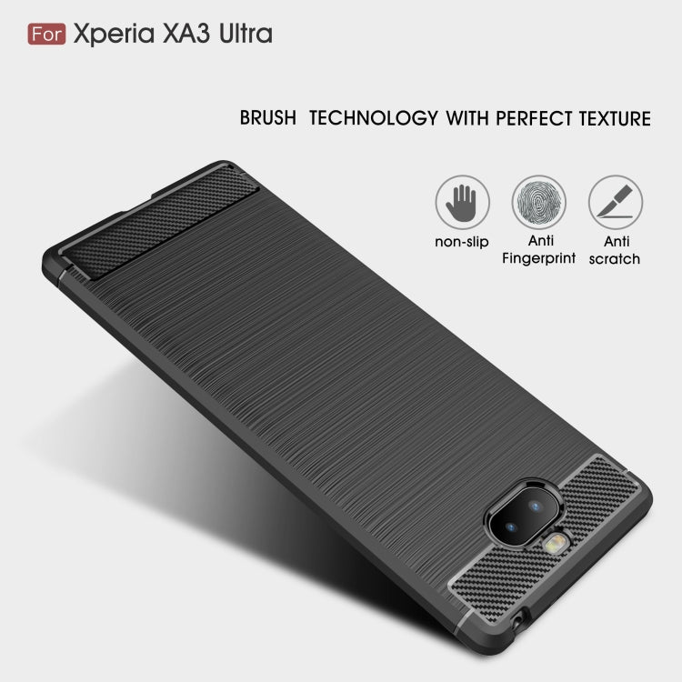 Brushed Texture Carbon Fiber Soft TPU Case for Sony Xperia 10 Plus