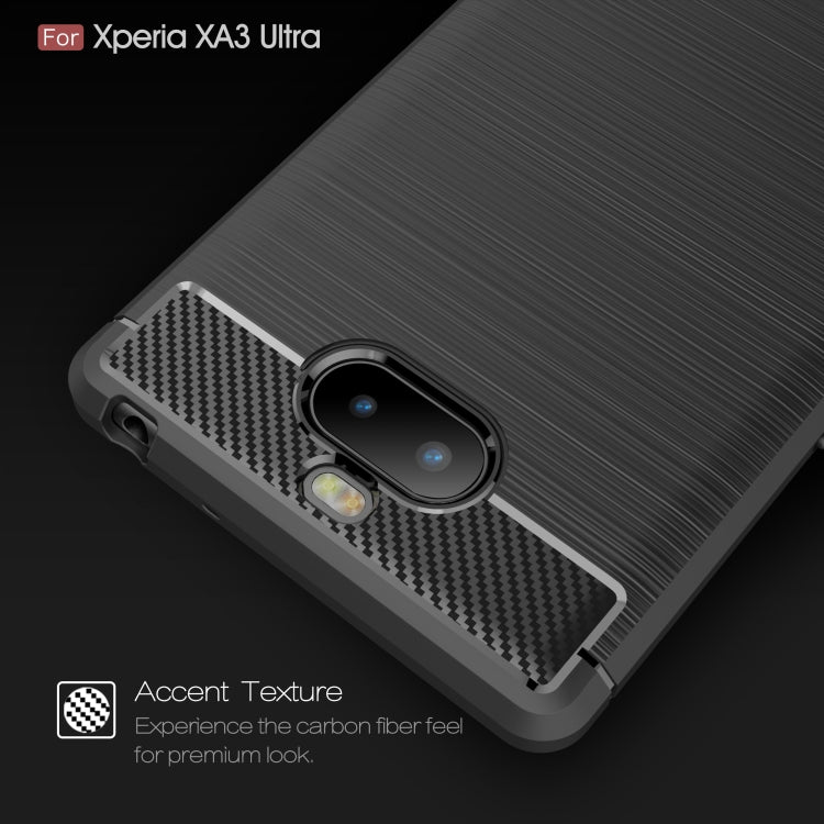 Brushed Texture Carbon Fiber Soft TPU Case for Sony Xperia 10 Plus
