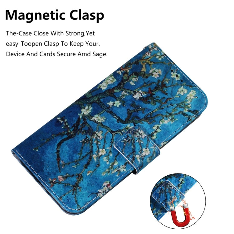 Apricot Flower Pattern Coloured Drawing Horizontal Flip Leather Case for Sony Xperia 1, with Holder & Card Slots & Wallet