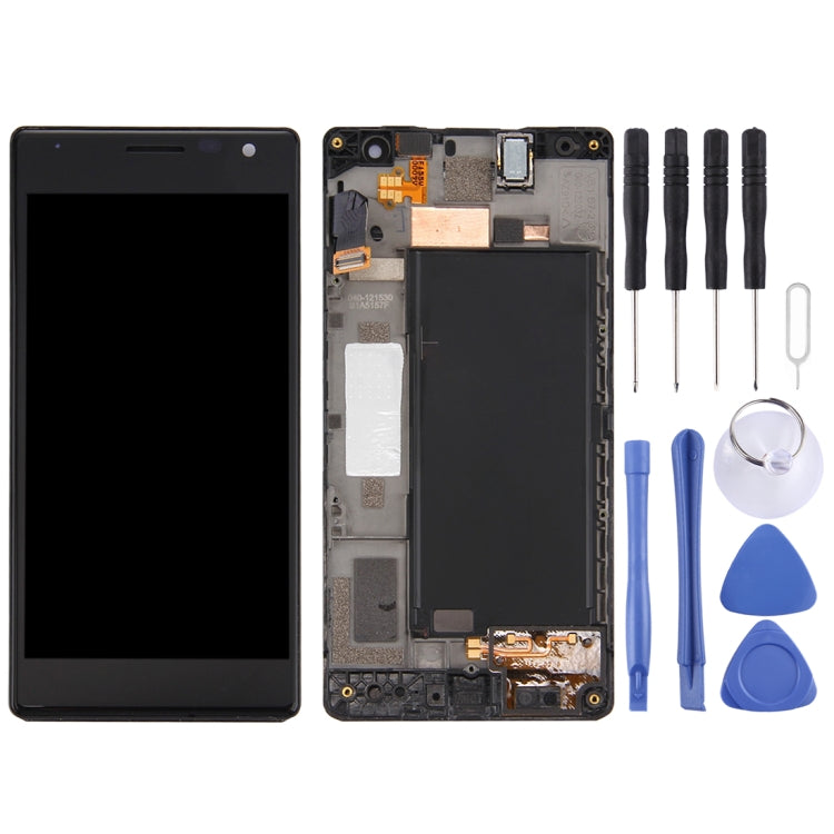 LCD Screen and Digitizer Full Assembly with Frame for Nokia Lumia 735 (Black)