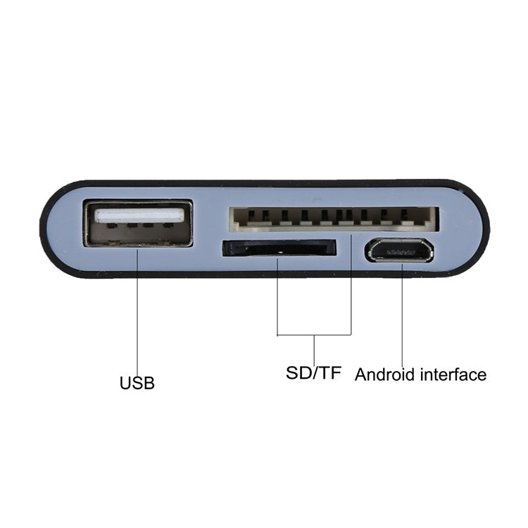 TF + SD + USB 2.0 + Micro USB Port to Micro USB OTG Smart Card Reader Connection Kit with LED Indicator Light