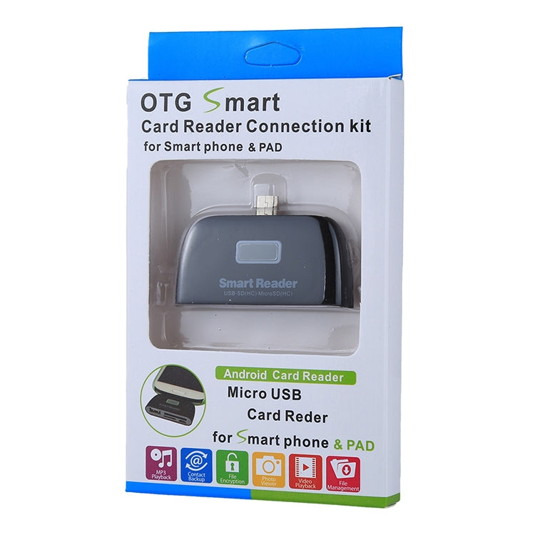 TF + SD + USB 2.0 + Micro USB Port to Micro USB OTG Smart Card Reader Connection Kit with LED Indicator Light