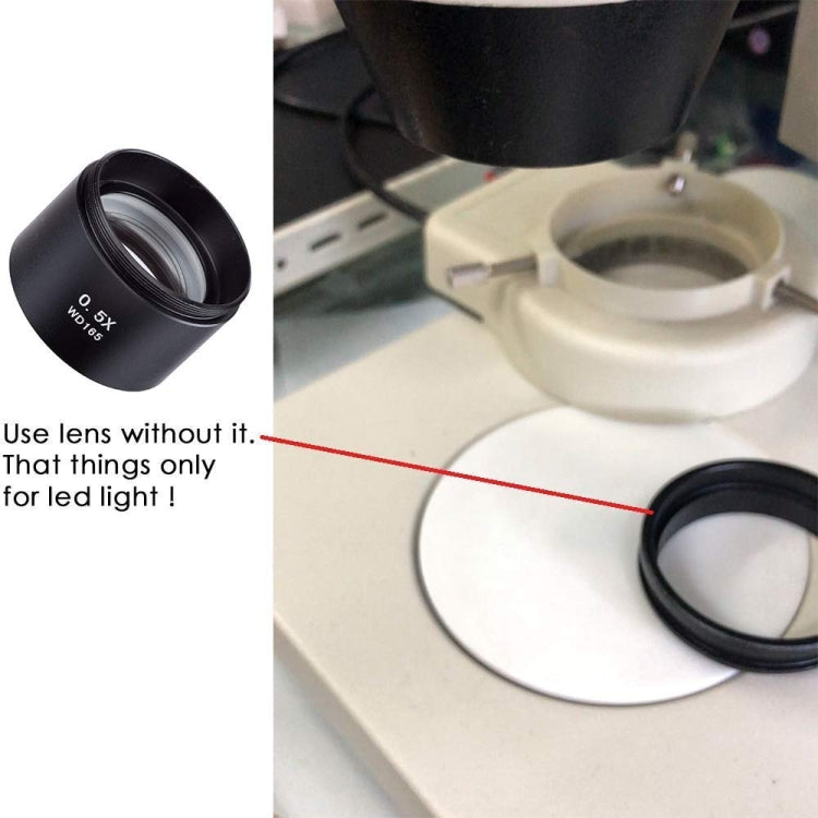 Stereo Microscopes Auxiliary Objective Lens Barlow Lens Magnifier 0.5X WD165