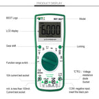 BEST BST-58X Multi-function Digital Multimeter Automatic Range Four Position Semi Backlight Display Intelligent Anti Burning