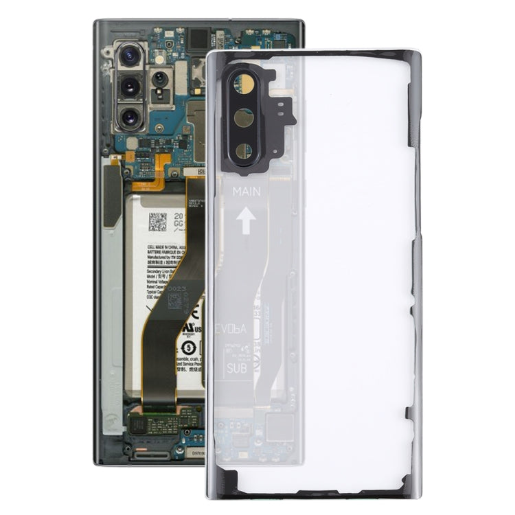 For Samsung Galaxy Note 10 N970 N9700 Transparent Battery Back Cover with Camera Lens Frame