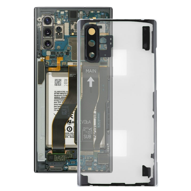 For Samsung Galaxy Note 10+ N975 N9750 Transparent Battery Back Cover with Camera Lens Frame