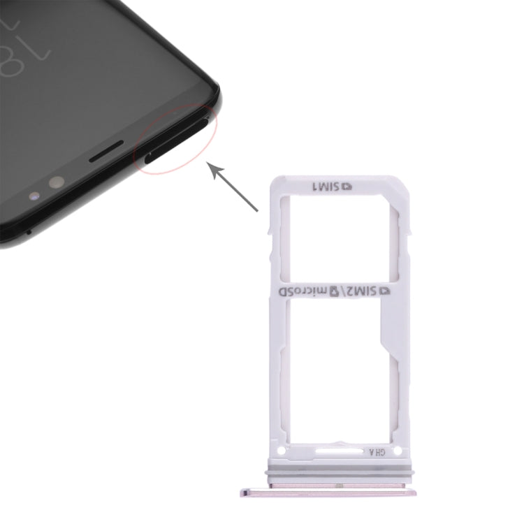 2 SIM Card Tray / Micro SD Card Tray, For Galaxy S8 / S8+, For Samsung Galaxy S8 (Double) — Grey