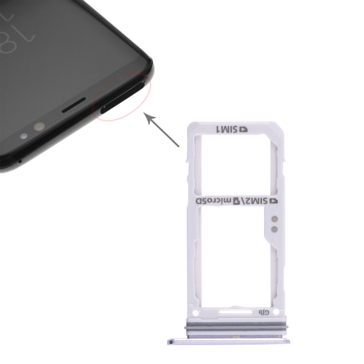 2 SIM Card Tray / Micro SD Card Tray, For Galaxy S8 / S8+, For Samsung Galaxy S8 (Double) — Silver