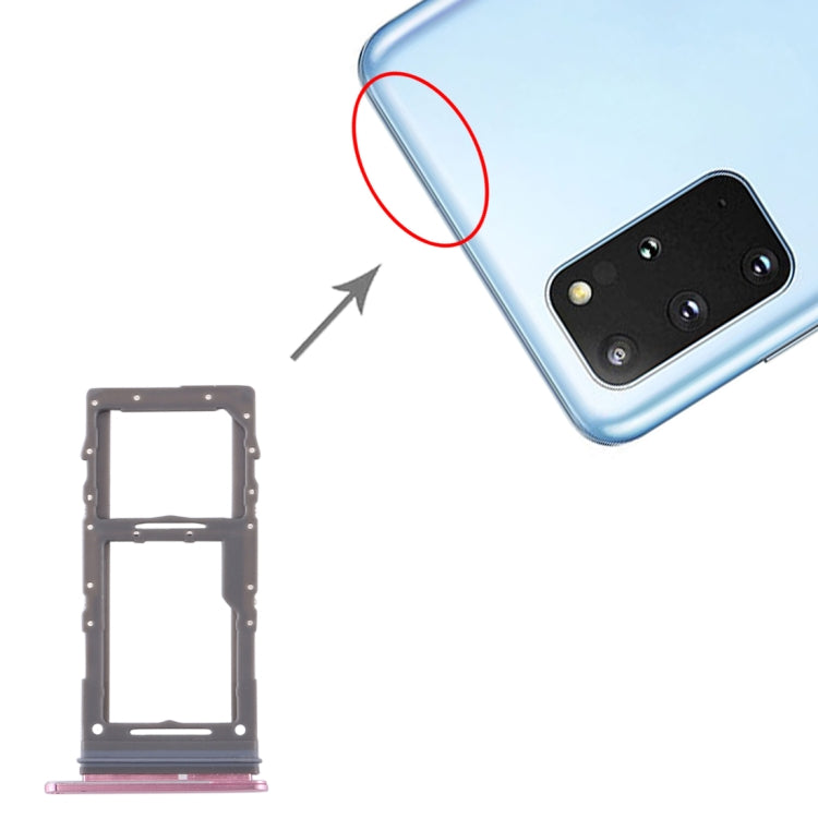 For Samsung Galaxy S20+ / Galaxy S20 Ultra SIM Card Tray + Micro SD Card Tray — Pink