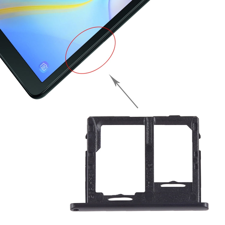 SIM Card Tray + Micro SD Card Tray, For Galaxy Tab A 10.5 inch T595 4G — Black