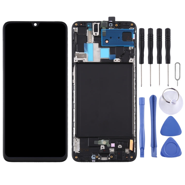 Original Super AMOLED Material LCD Screen and Digitizer Full Assembly with Frame for Galaxy A70 — For Samsung Galaxy A70 (Super AMOLED)