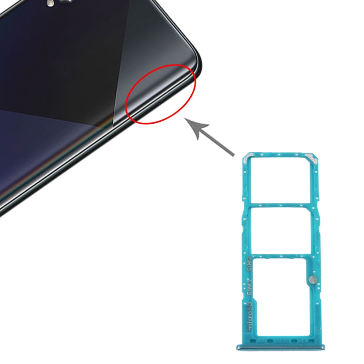For Samsung Galaxy A50s SM-A507 SIM Card Tray + SIM Card Tray + Micro SD Card Tray — Purple