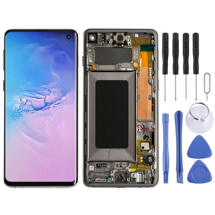 LCD Screen and Digitizer Full Assembly with Frame for Galaxy S10 4G — Blue