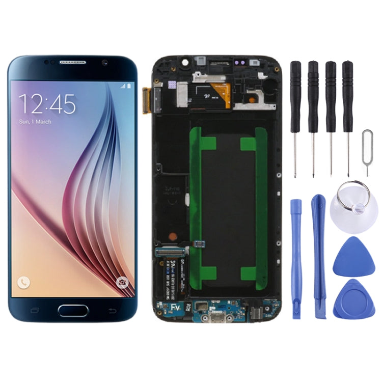 Original LCD Screen and Digitizer Full Assembly with Frame For Samsung Galaxy S6 SM-G920F — White