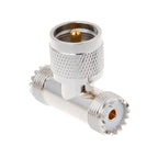 T-shape UHF Male PL259 To 2 UHF Female Adapter — view 3