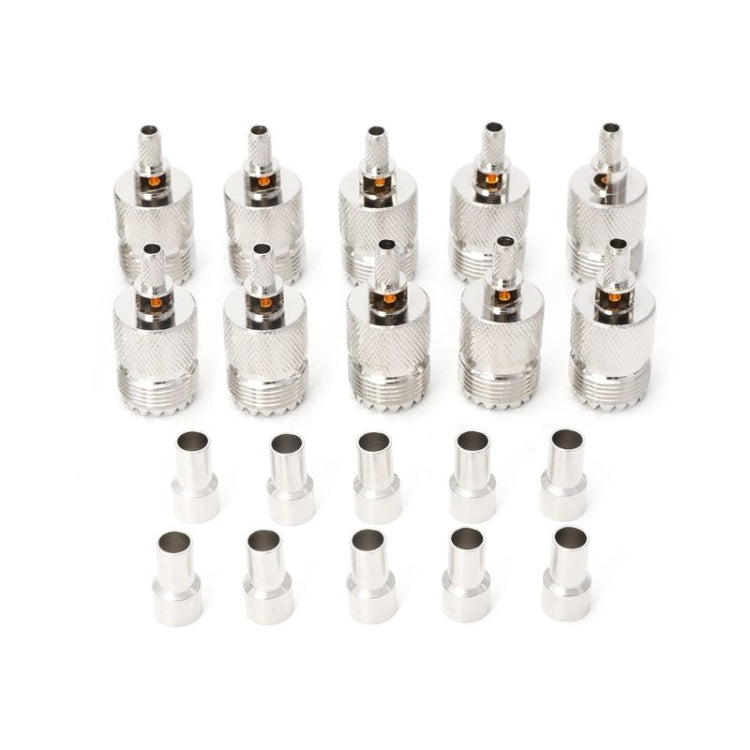 10 PCS UHF Female Jack SO239 Crimped RF Connector Coaxial Adapter for 2.5mm RG316 / RG179 and 2.85mm RG174 LMR100