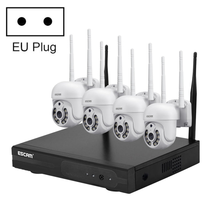 ESCAM WNK714 3.0 Million Pixels 4-channel HD Dome Camera NVR Wireless Monitoring Kit, AU Plug