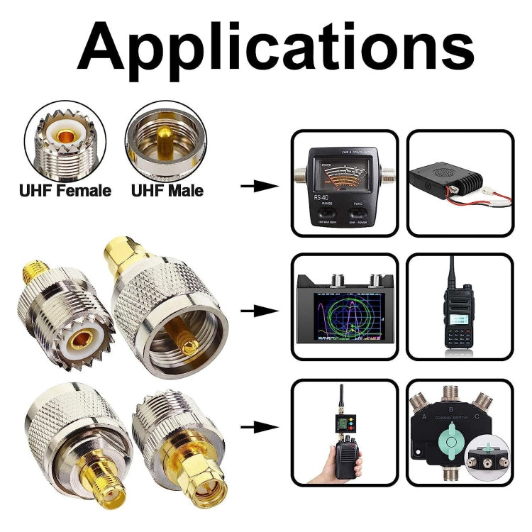 4 in 1 UHF To SMA RF Coaxial Connector Adapter
