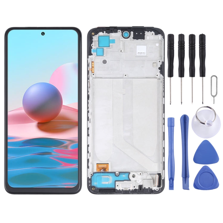 OLED Material LCD Screen and Digitizer Full Assembly With Frame for Xiaomi Redmi Note 10 4G / Redmi Note 10s 4G / Redmi Note 11 SE India / Poco M5s M2101K7AI M2101K7AG M2101K7BG M2101K7BI M2101K7BNY                                                     ...