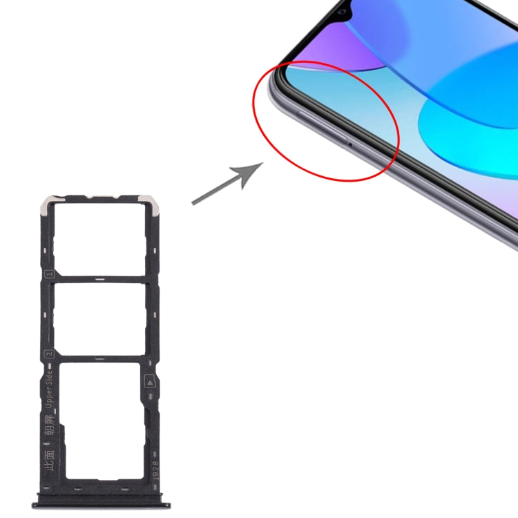 V2028 SIM Card Tray + SIM Card Tray + Micro SD Card Tray, For vivo Y11s