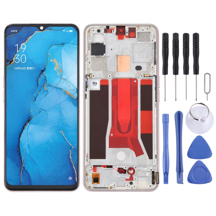 Original LCD Screen and Digitizer Full Assembly with Frame For OPPO Reno3 5G/Reno3 Youth/F15/Find X2 Lite/K7 5G — Gold