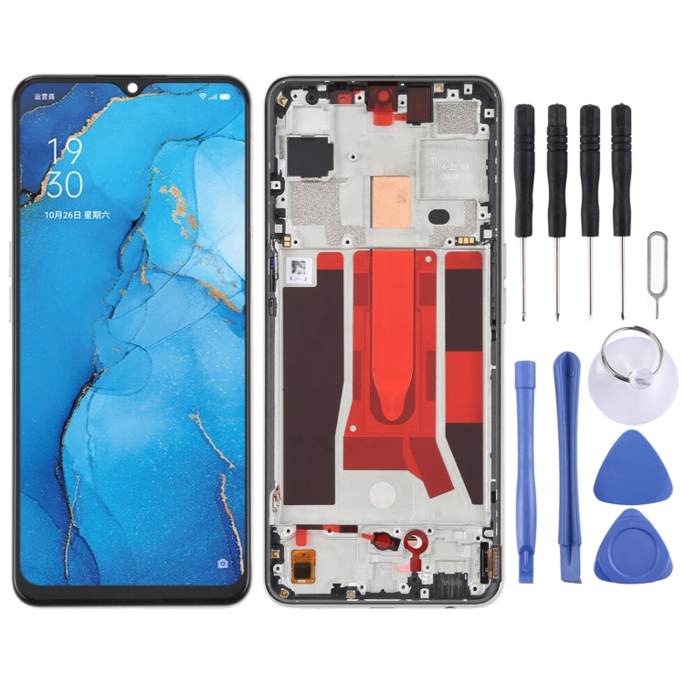 Original LCD Screen and Digitizer Full Assembly with Frame For OPPO Reno3 5G/Reno3 Youth/F15/Find X2 Lite/K7 5G — Blue