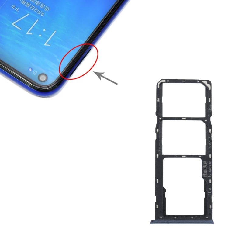 SIM Card Tray + SIM Card Tray + Micro SD Card Tray, For OPPO A16K — Blue